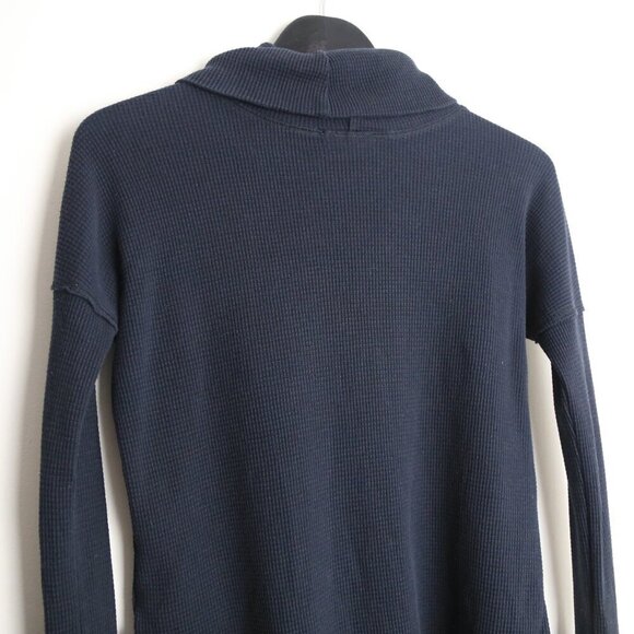 Aritzia Tna Thermal Cowl Neck Black Waffle Knit Long-sleeve Shirt Size XXS - Picture 8 of 9